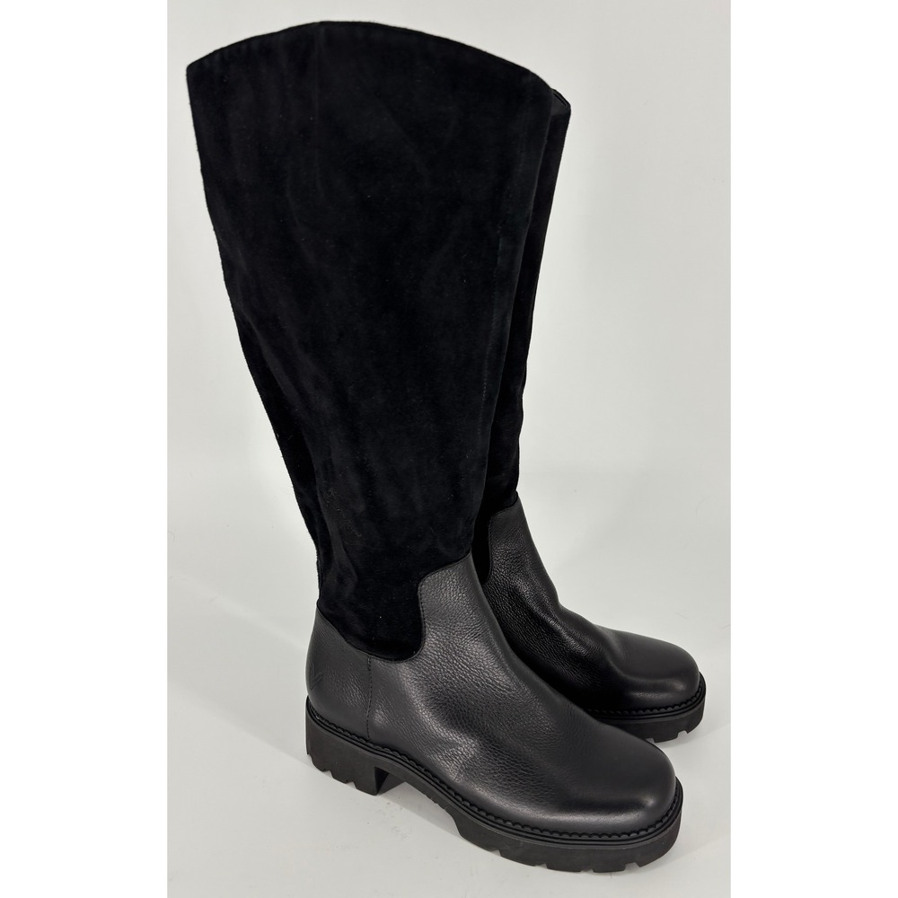 Vionic Fallbrook Water Resistant Knee High Tall Boot Black Women Size 7 Lug Sole